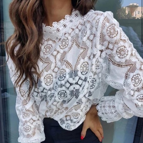 /OLIVIA/ 1 LEFT 5⭐️ White Lace Boho Blouse Top - Picture 3 of 8